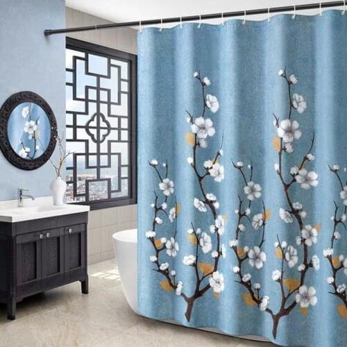 Elegant Magnolia Home Shower Curtain Polyester Fabric Thick With Hooks Waterproof Pringting for Bathroom