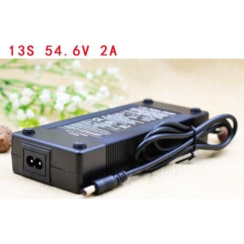 13S 54.6V 2A 48V Lithium-ion Battery Pack Charger 5.5*2.1mm Universal AC DC Power Supply Adapter EU/US/AU/UK Plug