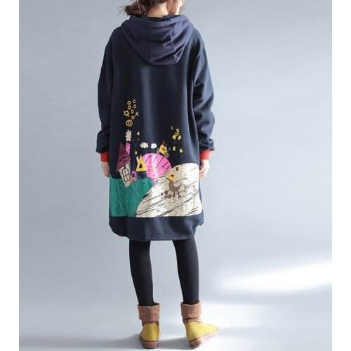 2020 Womens Spring And Autumn New Warm Jacket Womens Korean Fashion Characters Print Long Thick Loose Large Size No Cap Coat