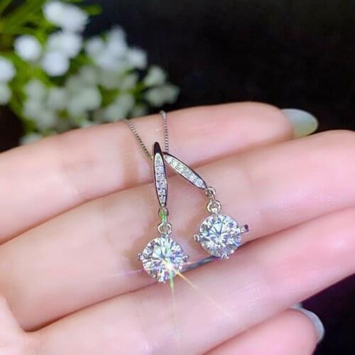 BOEYCJR 925 Silver 1.2ct 7mm F color Moissanite VVS Fine Jewelry Diamond Drop Earrings With national certificate for Women Gift