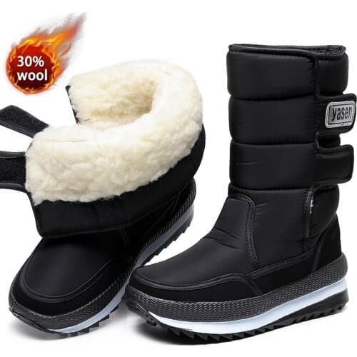 Snow boots for women waterproof winter boots thick fur winter shoes slip-resistant girls boots Female Botas Mujer Botas red 39