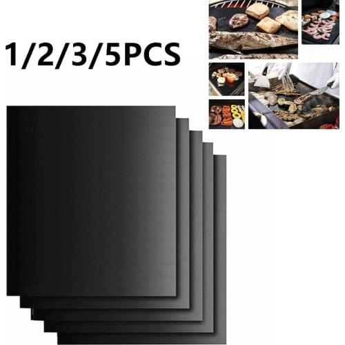 1/2/3/5 Pcs Outdoor Easy Clean Non-Stick PTFE Coated Fiberglass Fabric BBQ Grill Mat Reusable Picnic Cooking Barbecue