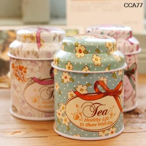 1 Pcs Flower Design Metal Sugar Coffee Tea Tin Jar Container Candy Sealed Cans Box Random Color