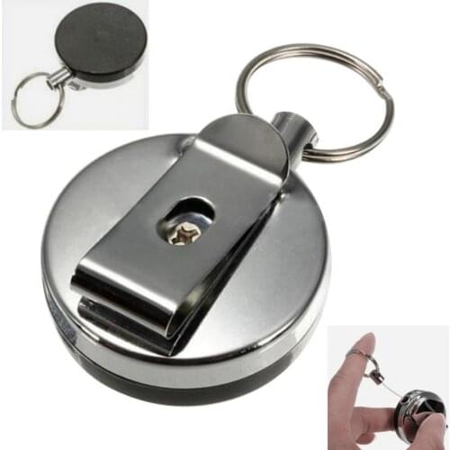 1Pcs Retractable Metal Card Badge Key Holder Steel Recoil Ring Belt Clip Pull Key Chain Rope Burglar Tool Keychain брелок