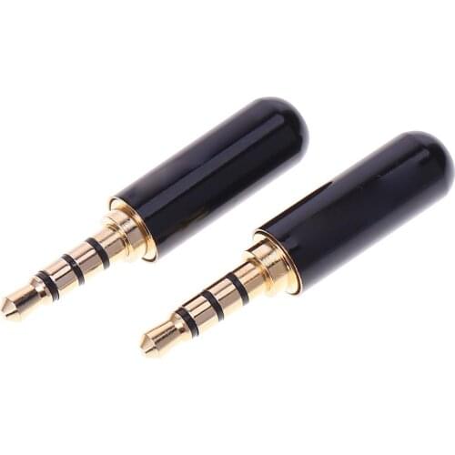 2pcs 3.5mm 1/8in TRRS 4-Pole Male Plug Adapter for DIY Headset Dual Track Repair Headphone Earphone Cable Connector