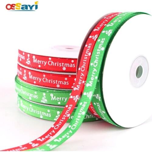 25 Yard/Roll Merry Christmas Ribbon Grosgrain Christmas Gifts Box Wrapping Packing Decoration Satin Ribbon Handicrafts