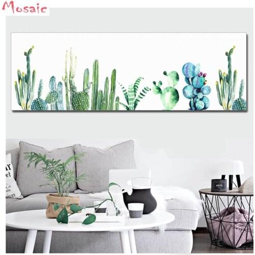 Watercolor Cactus diamond Painting Cross Stitch Kits Full Diamond Embroidery 5D Diamond Mosaic Pictures for Living Room Decor