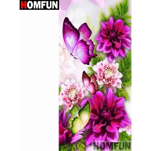 HOMFUN Full Square/Round Drill 5D DIY Diamond Painting "Flower butterfly" Embroidery Cross Stitch 5D Home Decor Gift A27803
