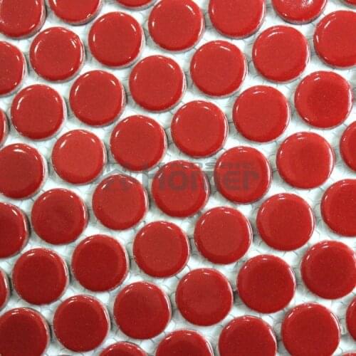 Shipping free! red 19mm small round ceramic mosaic tiles bathroom shower mosaic tiles swimming pool mosaic red color