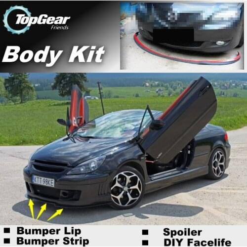 Bumper Lip Deflector Lips For Peugeot 208 307 306 308 301 Front Spoiler Skirt For TopGear Fans Car View Tune / Body Kit / Strip