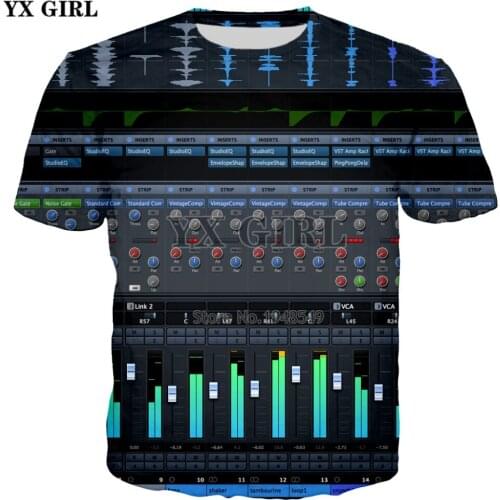 YX GIRL Audio Editor Mixer Dj 3D t-shirt 2018 summer New Fashion t-shirt Rock DJ Print Hip hop Casual Men Women Tee shirts