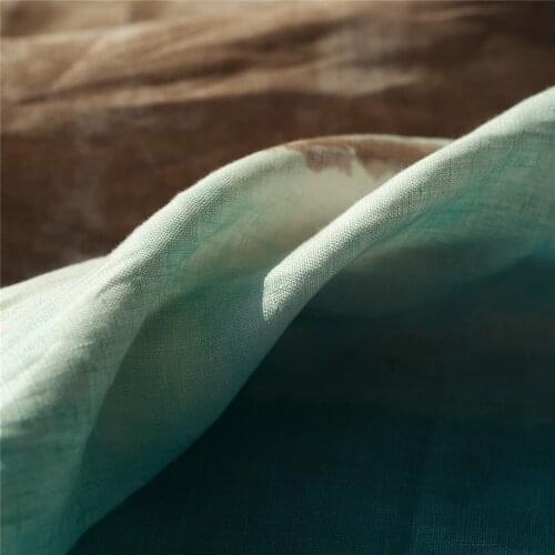 Yarn-dyed tie dye brown and blue colors cotton blends linen fabric,abstract style,sewing for dress,pants,shirt,craft by the yard