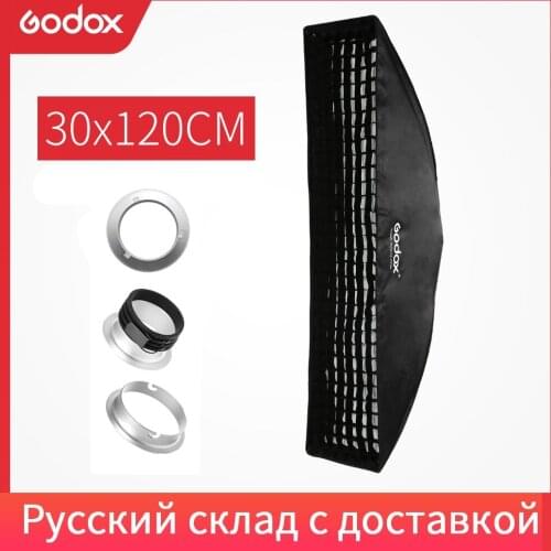 Godox 12"x 47" 30 x 120cm Strip Honeycomb Grid Rectangular Softbox for Photo Strobe Studio Flash Bowens Mount Softbox