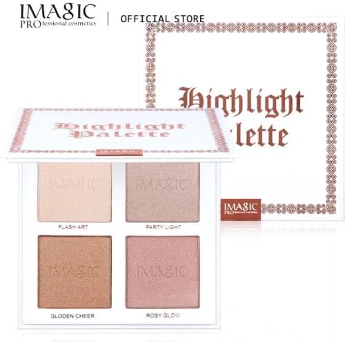 IMAGIC 4 Colors Highlighter Powder Glitter Palette Makeup Glow Face Contour Shimmer Illumination Highlight Cosmetics