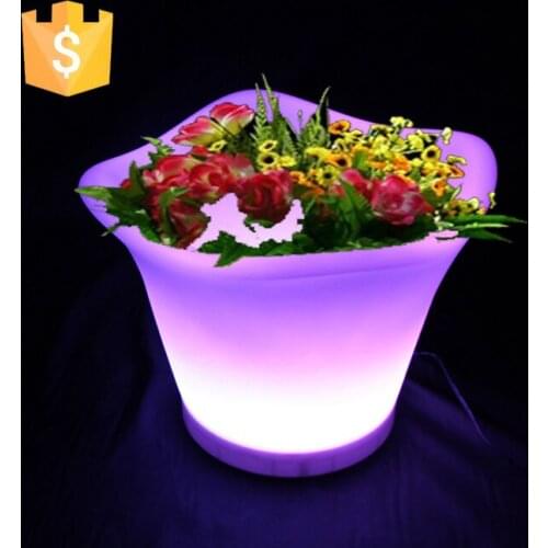 L32*W32*H28cm 4.5L Home Decoration Garden Glow LED Flower Planter 16 colors illuminated LED planter pot Lamp Free Shipping 1pc