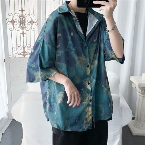 Summer Flower Shirt Mens Fashion Printed Casual Shirt Loose Hawaiian Shirt Men Streetwear Wild Short-sleeved Shirt M-5XL