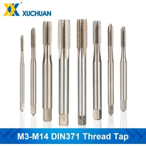 Thread Metric Tap M3 M4 M5 M6 M8 M10 M12 M14 DIN371 Mini Machine Tap Straight Flute Metal Screw Hole Tap Drill Hand Tools