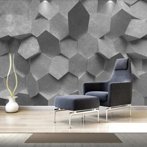 Milofi custom 3D wallpaper mural Nordic stereo gray geometric living room bedroom wall decoration wallpaper mural