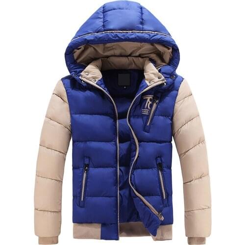 Winter Jacket Men Hat Detachable Cotton-Padded Brand Fashion Outwear Men Coats Jackets Slim Warm Parka Men Clothing