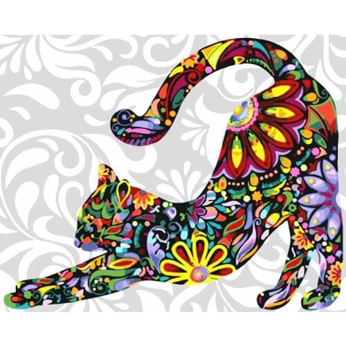 Colorful Cat kitty Animal DIY Digital Painting By Numbers Modern Wall Art Canvas Holiday Birthday Gift Home Decor Big Size
