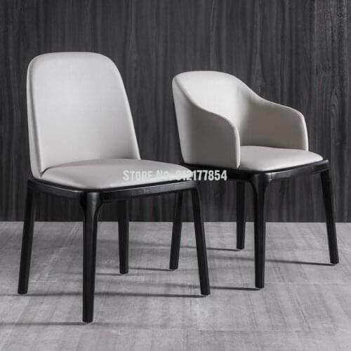 Dining chair modern minimalist home Nordic restaurant solid wood chair back stool casual creative net red ins light luxury
