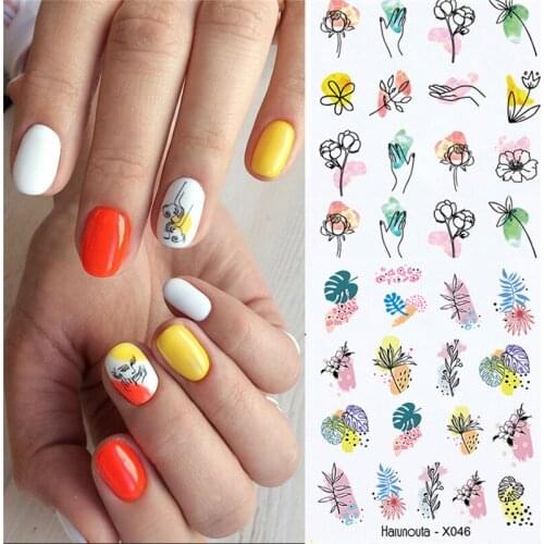 Flame Fruit Leaf Slider for Nail Art Decorations Sticker Water Transfer Decal Flower Leaves Girl Manicure DIY Tips