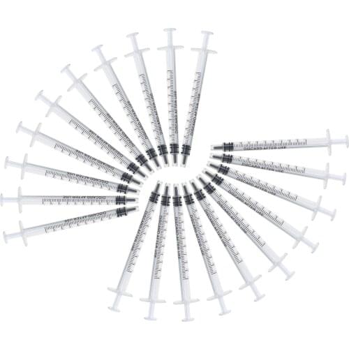 20pcs 1ml Plastic Disposable Injector Syringe For Refilling Measuring Nutrient Not Include Needles Feeding Accessories