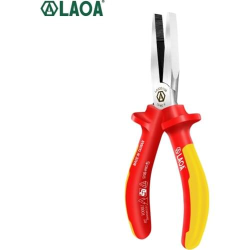 LAOA VDE insulated flat nose pliers with teeth High voltage resistance 1000V insulated German certification