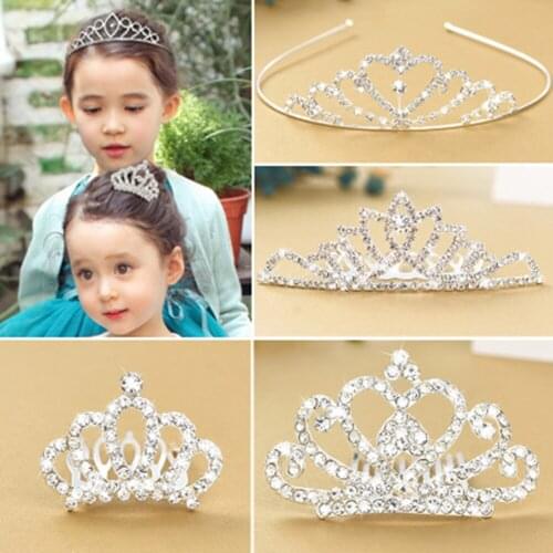 1pcs New Rhinestone Glittering Crown Headband Girls Hair Band Head Hair Accessories Princess Tiara Headband Kids Headwear Party