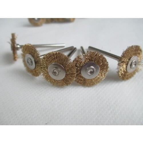 Fixmee 100pc High Quality 3mm Shank Brass Rotary Wire Wheel Shape Polishing Brush for Dremel Drill Die Grinder