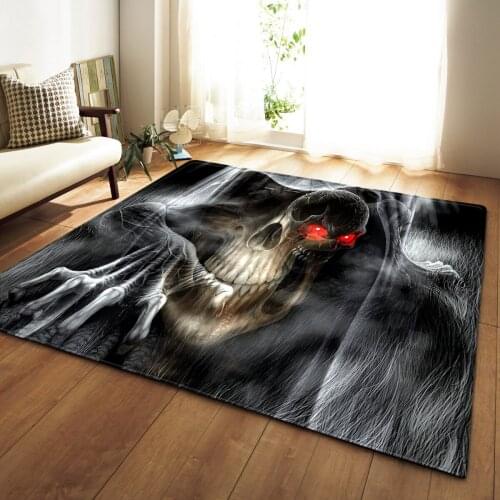 Nordic Halloween 3D Skull Home Area Rugs Kids Room Play Mat Flannel Baby Crawling Game Carpets for Living Room Party Decorative