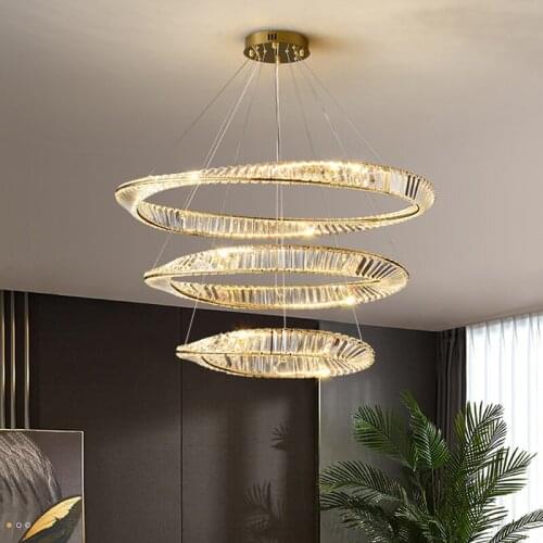 Modern Ring Art Luxury Crystal Pendant Lights Lustre Bedroom Living Dining Room Indoor Lighting Led Lamp Hanging Light Fixture