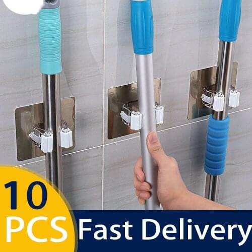 Super Adhesive Multi-Purpose Hooks Wall Mounted Mop Organizer Holder RackBrush Broom Hanger Hook Kitchen Bathroom Strong Hooks