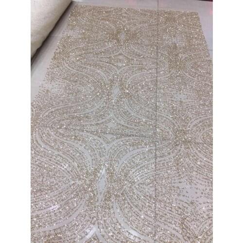 Unique SYJ-6168 embroidery mesh material 5 yards with glued glitter for party dress