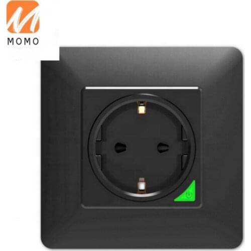 Smart Home Accessories Devices Power Supply 16A Black Panel Tuya App Wifi Power Socket RGB Wall Electrical Switch Sockets EU