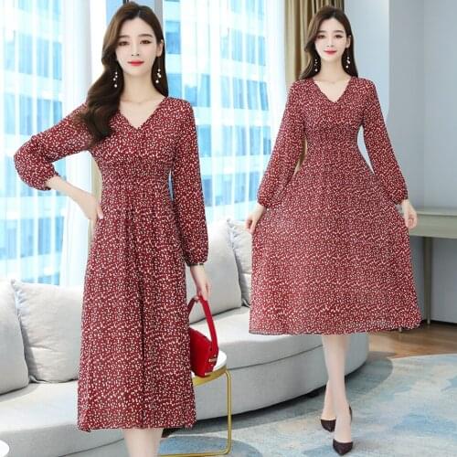 2021 Vintage Floral Chiffon Boho Midi Dress Autumn Winter Plus Size Long Sleeve Dress Elegant Women Bodycon Party Maxi Vestidos