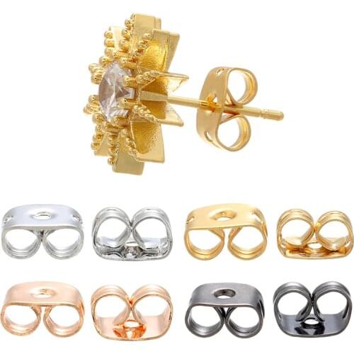 ZHUKOU 10pcs earring back Stopper Butterfly earplugs Ear Back plug Cap DIY Making Jewelry Stud earrings accessories model:VE87