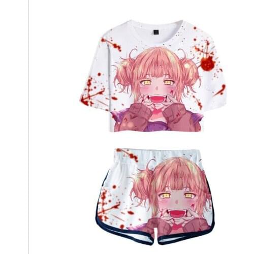 2021 My Hero Academia 3D girls Tracksuit Women Two Piece Set Top tshirt +Shorts Izuku Midoriya Himiko Toga Cosplay Clothes
