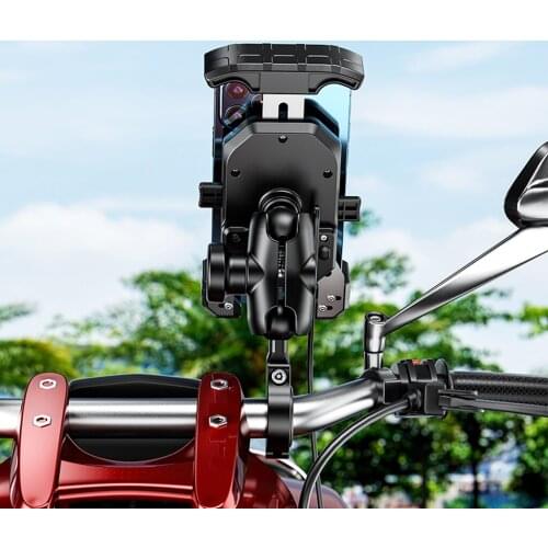 1 Pc Motorcycle Handlebar 20W USB 3.1 Type C PD Fast Charger 15W Wireless Charger Holder Mount for 3.5-6.5" Mobile Phone