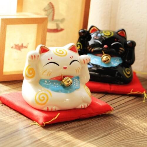 1PC Zakka Ceramic Piggy Bank Black and White Cat Creative Home Furnishing Ornaments Money Boxes NL 001