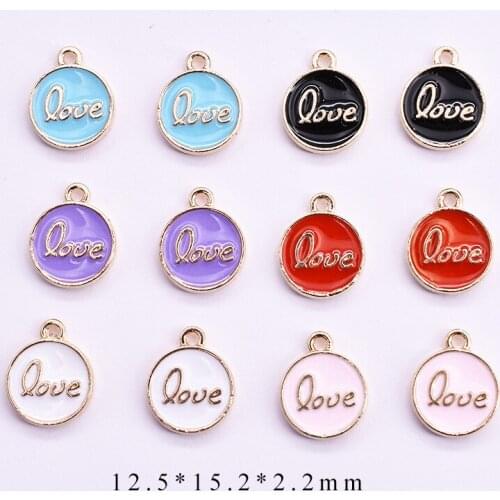 10pcs/Lot Love 12.5*15.2*2.2mm Diy Handmade Oil Enamel Charms Design for Jewelry Making Earring Bracelet or Necklace