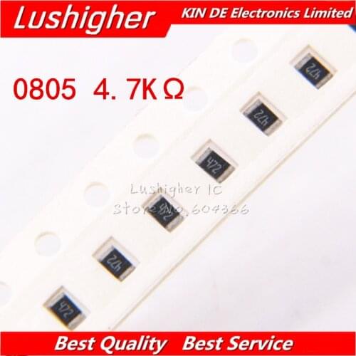 100PCS 0805 SMD Resistor 5% 4.7K Ohm 472 4701 4.7Kohm 4700ohm
