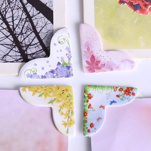 144 pcs/lot (6 sheets) DIY Heart Shape Flower Corner Stickers for Photo Albums Frame Decoration Scrapbooking Free shipping