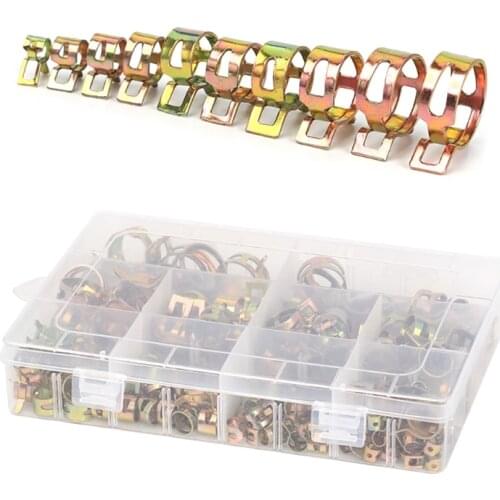 155 pcs / BOX spring band pipe clamp 6-22mm color-plated zinc elastic hoop clamp N58C