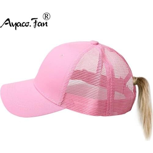 2021 Women Summer Ponytail Baseball Cap Solid Camouflage Cotton Adjustable Mesh Sunhat Outdoor Sports Snapback Golf Baseball Hat