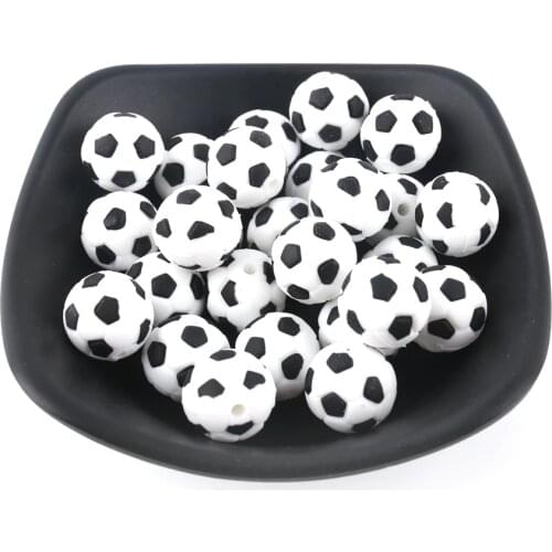 Lets Make BPA Free 5pc Football Soccer Silicone Beads For Pacifier Clips DIY Girls Cute Teething Toys Gifts Silicone Bead