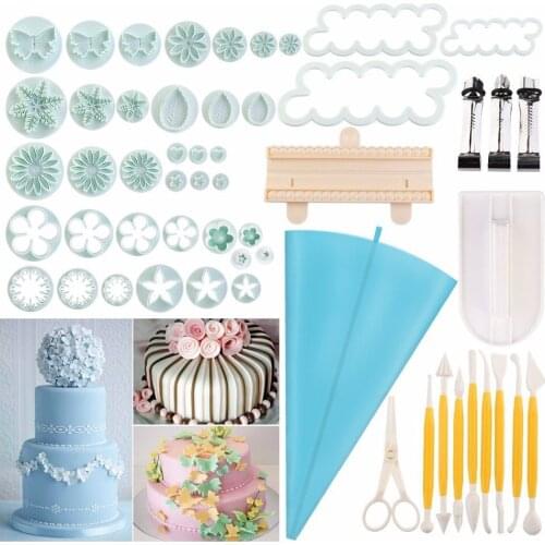 54PCS Cake Decorating Equipment Cake Cream Baking Tool Set Easy To Use Icing Tips with Pattern Chart Angled Spatula
