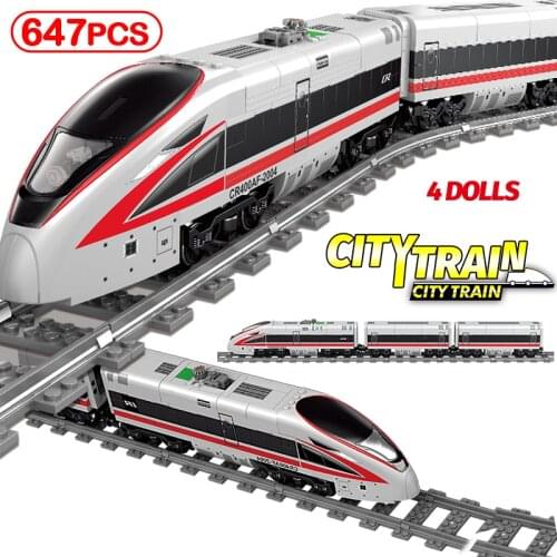 Creator City Fuxing High-speed Rail Train high-tech Electric Train Track Car Building Blocks Figures Bricks Toys for Children