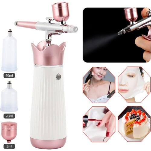 Airbrush Paint Spray Gun Dual Action 0.3mm Mini Air Compressor Kit For Nail Art/Make Up/Painting/Face Skin Replenishment Tool