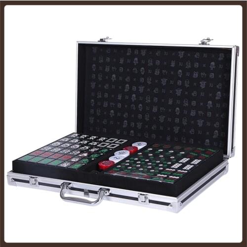 Aluminum Box Mahjong Set Full Size Travel 42mm Creative Pattern Design Melamine Table Games Profesional Ajedrez Chinese Chess
